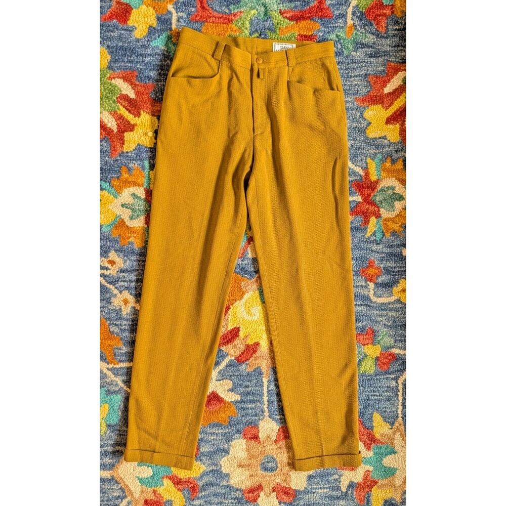 True Vintage 80s Gianni Versace Women's Striped Wool Trousers Old Money Classic